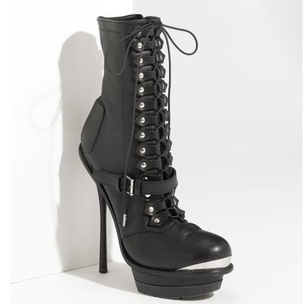 Alexander McQueen Black Lace-Up Heels